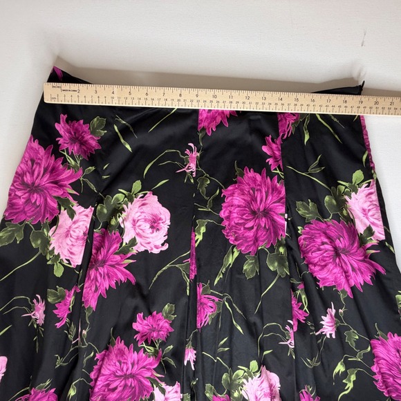 Talbots Black Floral Pleated Skirt Sz 18 Cotton Stretch Modest Bloomcore Preppy - Picture 7 of 7